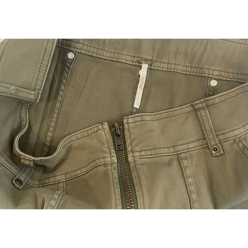 FREE PEOPLE Sz 12 Too Cool Military Skirt Army Green Full Zip Stretch EUC - Picture 6 of 10